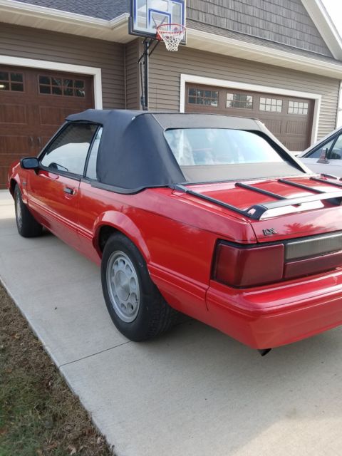 1992 ford mustang red lx convertible stang!