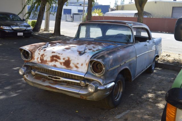 57 chevy hardtop hot rod rat gasser restore custom pro touring parts fender hood