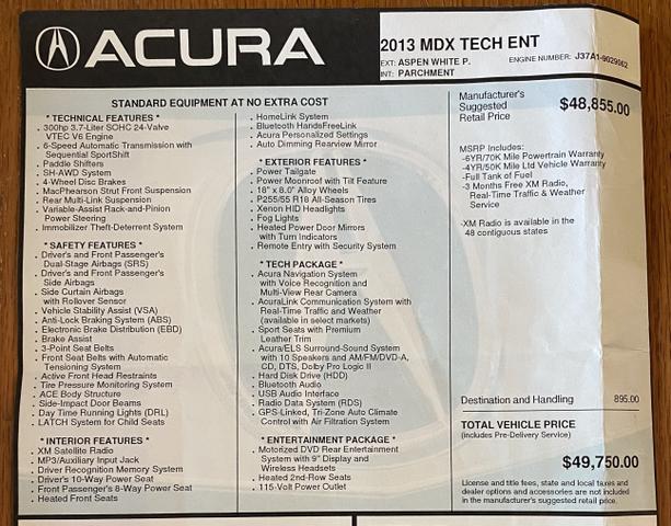 2013 acura mdx 3.7l technology