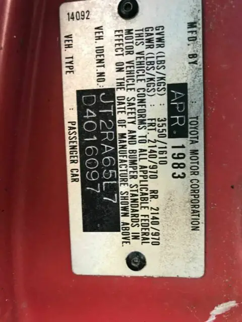 1983 toyota celica gts hatchback 4 cyl 5 speed