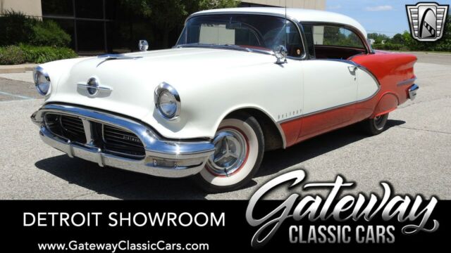 red and white 1956 oldsmobile 98 coupe 324 cid v8 4 speed automatic available no