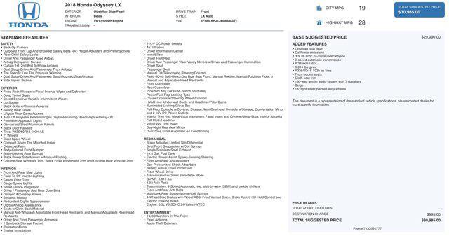2018 honda odyssey lx