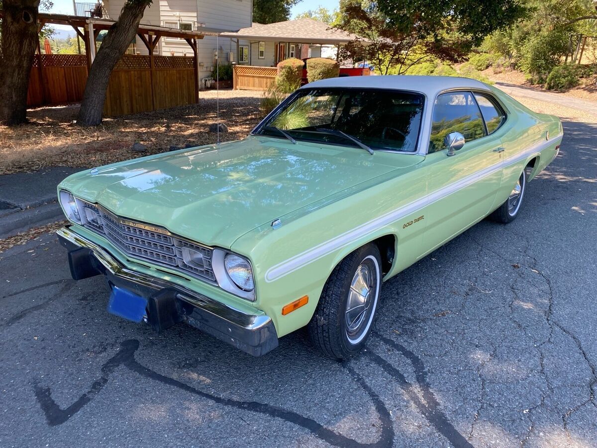 1973 plymouth duster coupe green rwd automatic gold duster