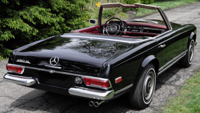 1968 mercedes 280sl 4-speed 040 black/red factory lsd very good 67k mi rare nr