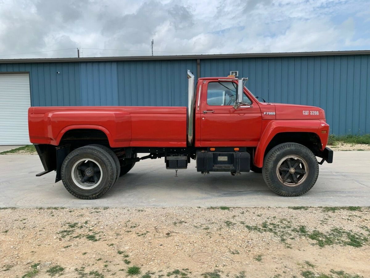 1987 custom ford f700 f7000 pickup cat engine stacks dually truck - see photos