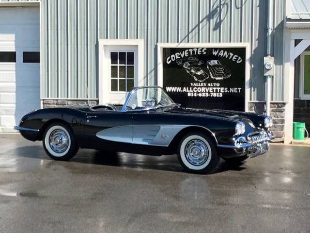 1959 chevrolet corvette triple black correct #s match 283ci/230hp manual manual