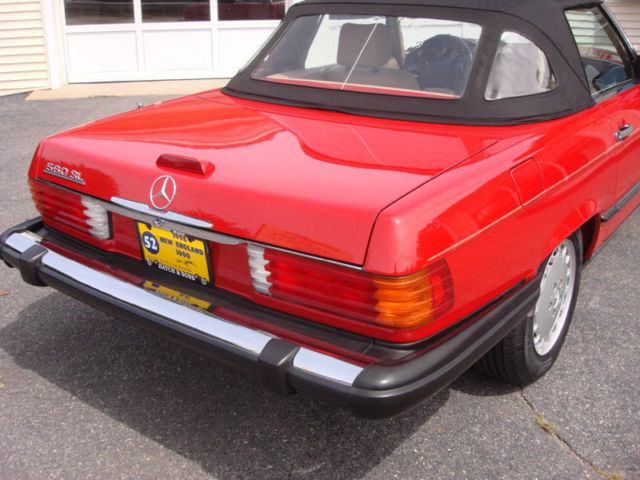1988 mercedes-benz 560 sl 31k miles signal red creme biege leather 2-owner