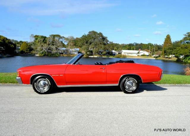 1971 chevrolet chevelle malibu 34,456 miles red convertible 350 automatic
