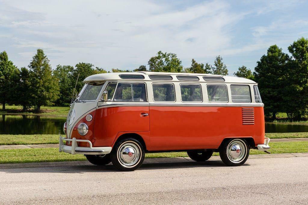 1963 volkswagen 23 window deluxe bus sealing wax red