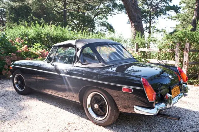 1974 classic black on black mgb convertible chrome bumpers