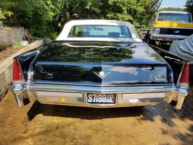 1969 cadillac deville convertible black exterior black leather never any rust !