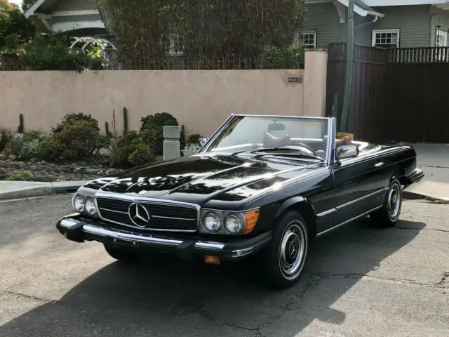1977 mercedes 450 sl. roadster convertible. black. exceptional low mileage