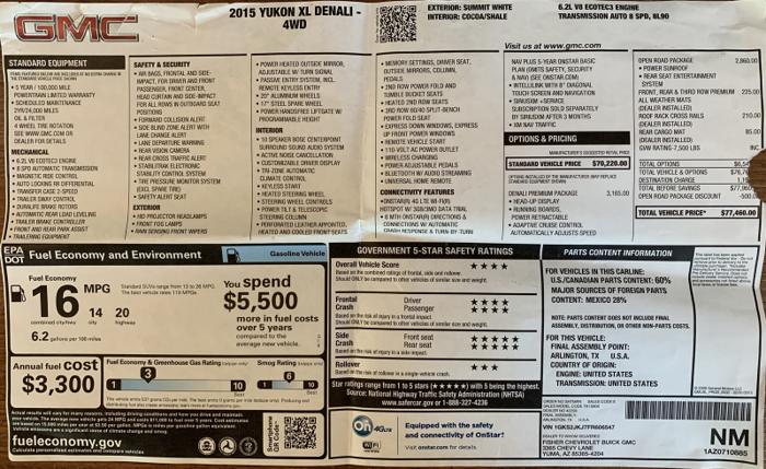 used 2015 gmc yukon xl 4x4 denali yuma, az 85365 for sale in yuma, arizona