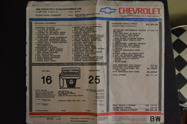 1990 chevrolet corvette zr1 zr1