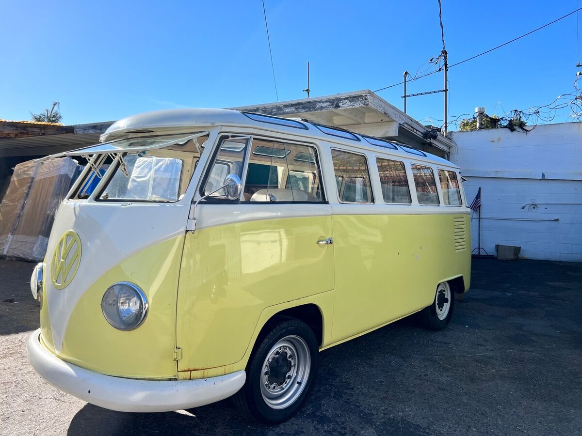 1965 volkswagen transporter van yellow rwd manual 23 window ragtop