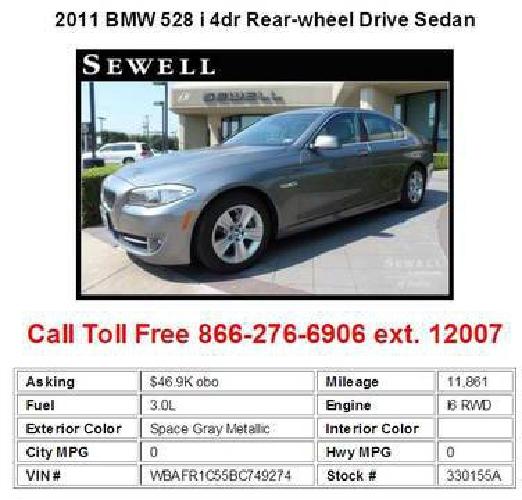 2011 bmw 528 i 4dr rear-wheel drive sedan space gray metallic in dallas, tx