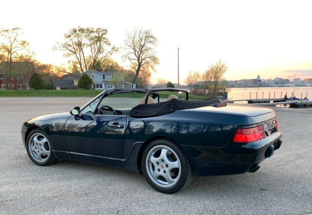 1993 porsche 968 cabriolet, amazon green over cashmere beige, black top