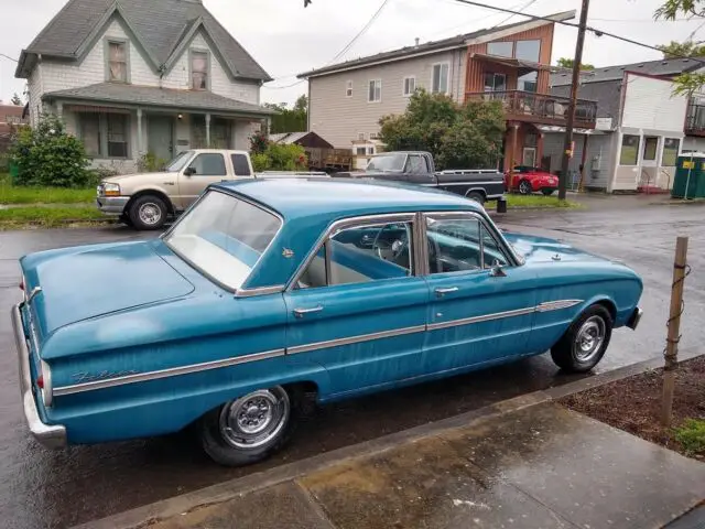1963 ford falcon 4 door v8 automatic beautiful blue and white interior