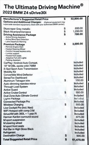 2023 bmw z4 sdrive30i