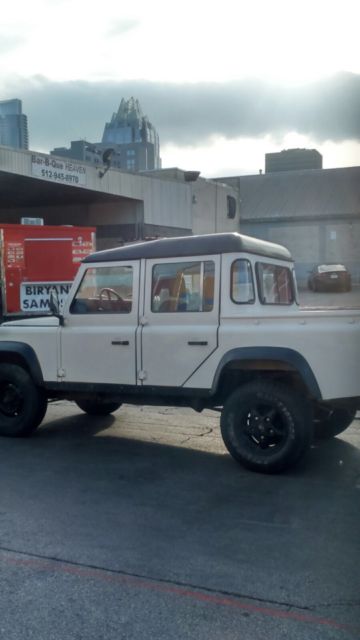 1991 land rover defender pick up 110 crew cab, lhd white v8, stainless exhaust