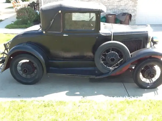 1930 model a ford sport coupe, deluxe 6 wheel, rumble seat, luggage rack, nice