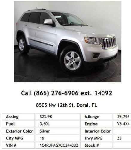 2012 jeep grand cherokee laredo silver suv v6 in miami, fl