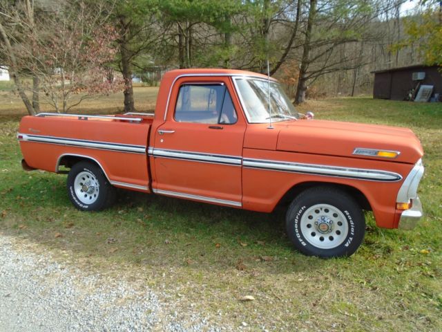 1971 ford ranger short-bed pickup (project) factory red on red, 302 3-speed