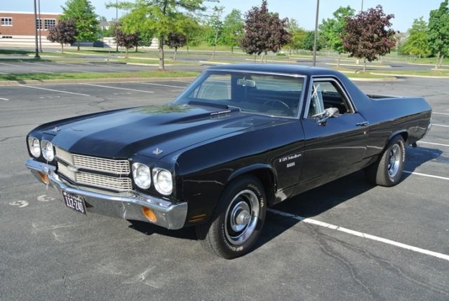 el camino custom, black with black interior, bucket seats, runs and drives well