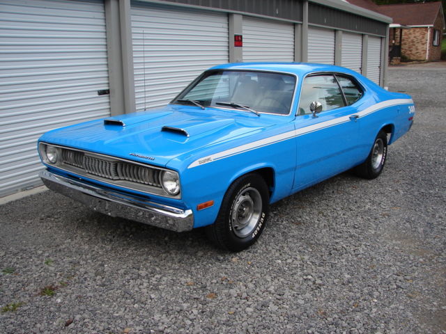 1972 plymouth duster original 340 h-code car, #'s matching 340, petty blue