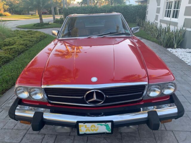 1987 mercedes-benz 560 sl red over tan interior . 2 owners. well maintained