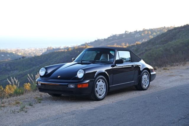 1991 porsche 911 carrera 4 cabriolet: 71k orig. mi, blk/gry, extremely clean 964