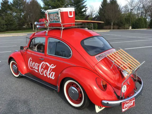 antique 1968 vw beetle "coca cola" tribute