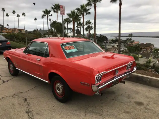 1968 ford mustang ca car red/black coupe 289 v8 auto trans