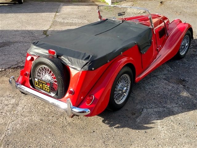 1963 morgan plus 4 roadster with restored, 1991 cc i4 triumph engine - red/black