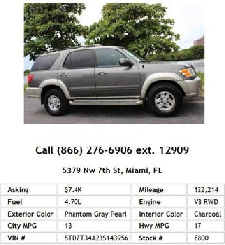 2003 toyota sequoia sr5 phantom gray pearl suv v8 in miami, fl
