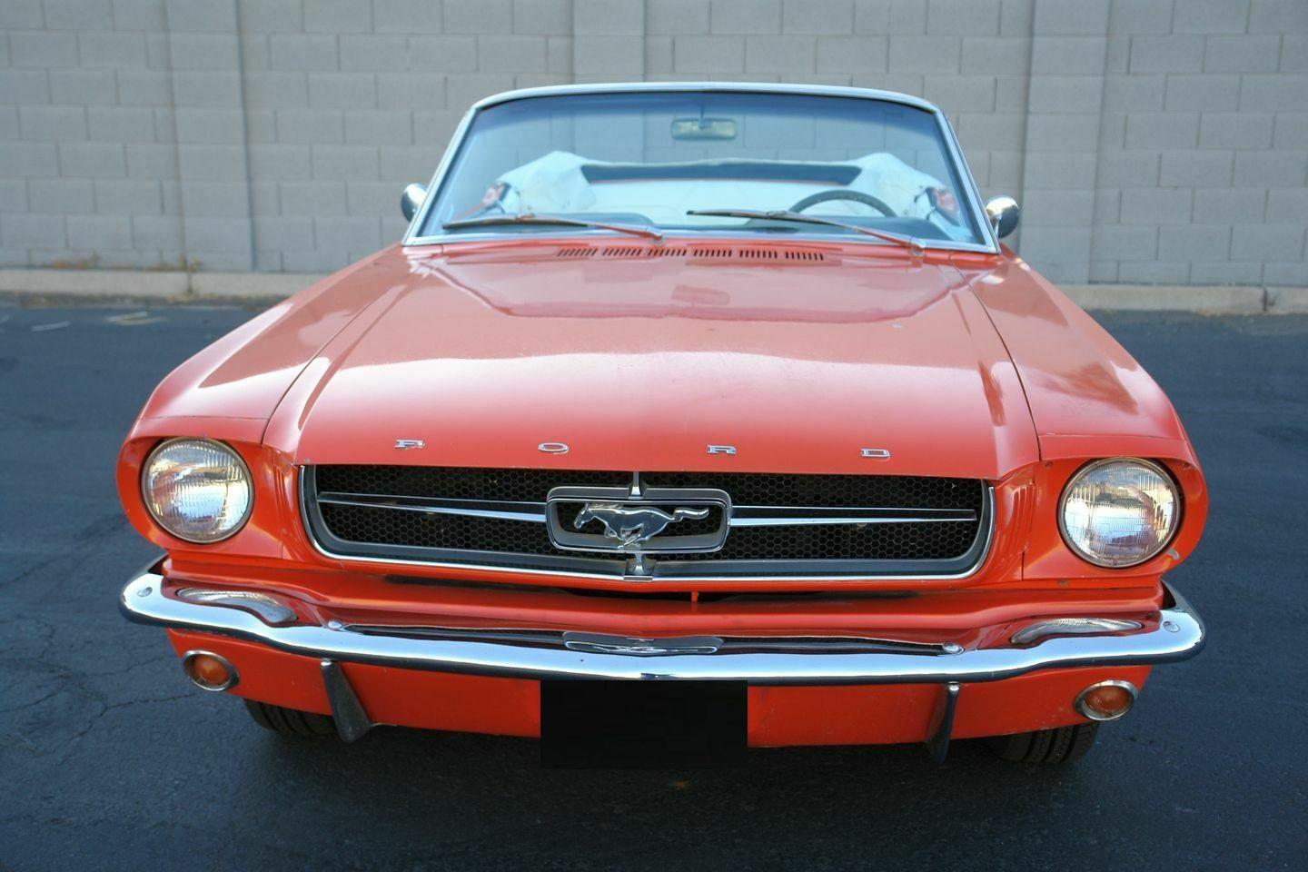 1965 ford mustang red with white interior