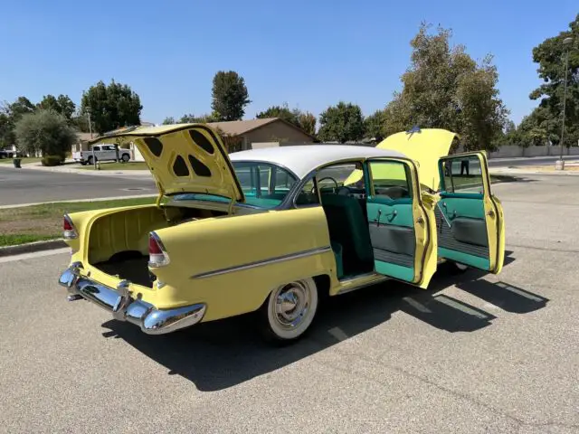 1955 chevrolet bel air yellow rwd automatic