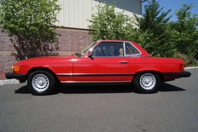 1985 mercedes-benz 380sl 14,388 miles r107 signal red/palomino leather