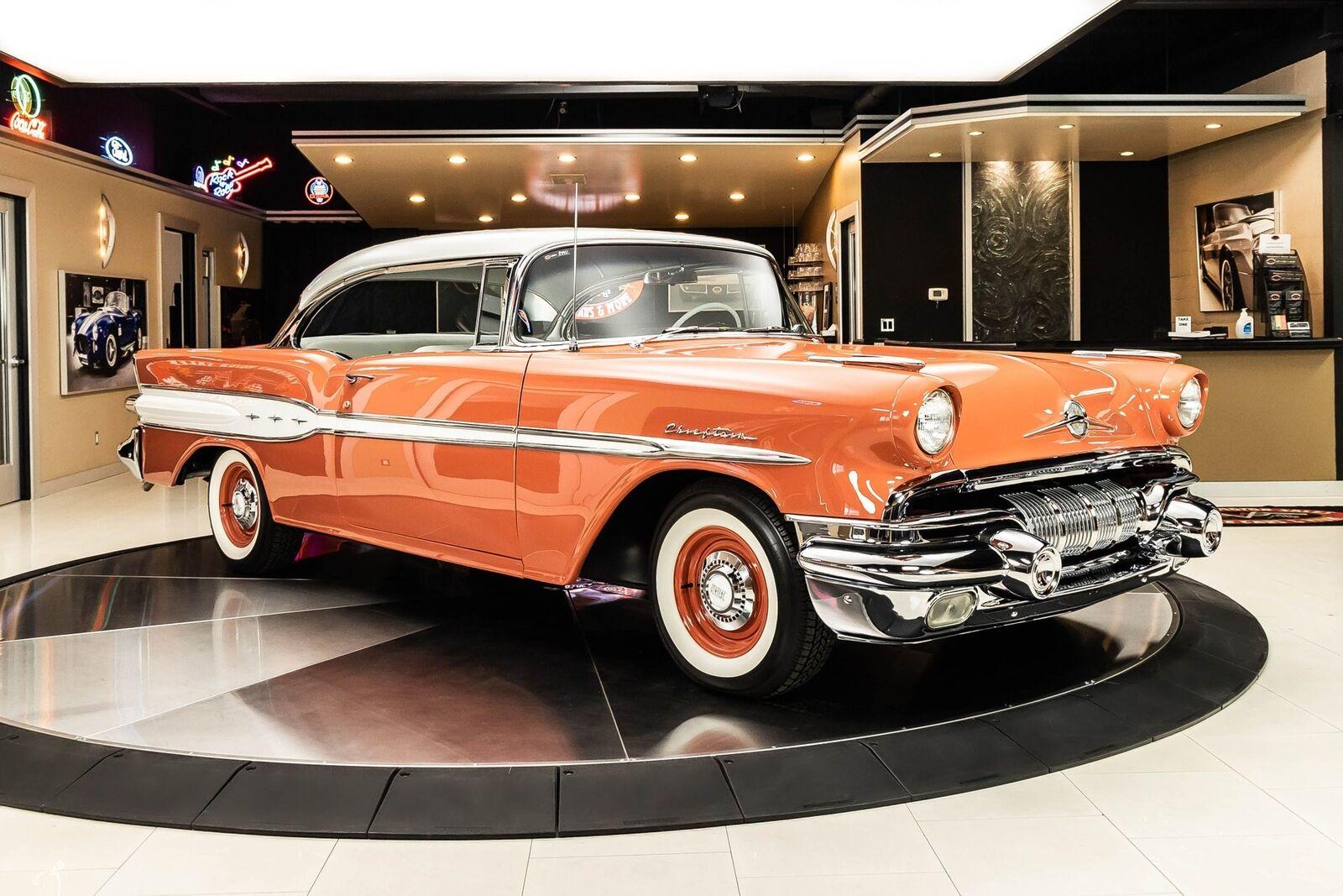 1957 pontiac chieftain coral & white 99283 miles 4 speed automatic