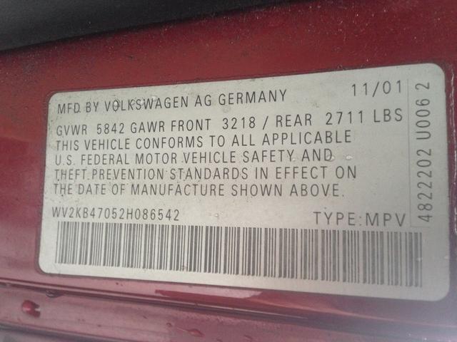 2002 volkswagen eurovan gls