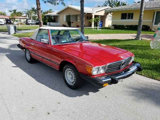 1980 450sl signal red over special order factory white interior !
