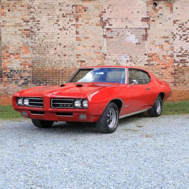 1969 pontiac gto factory red, auto, buckets, a/c, p/s, p/b, phs certified