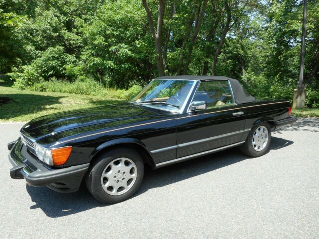 mercedes-benz 560 sl model 107 1987 roadster convertible black tan interior