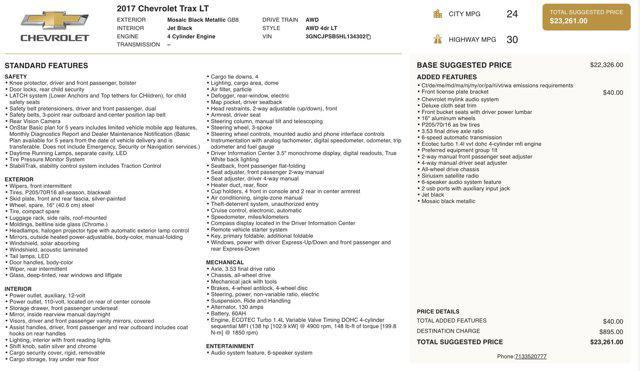2017 chevrolet trax lt