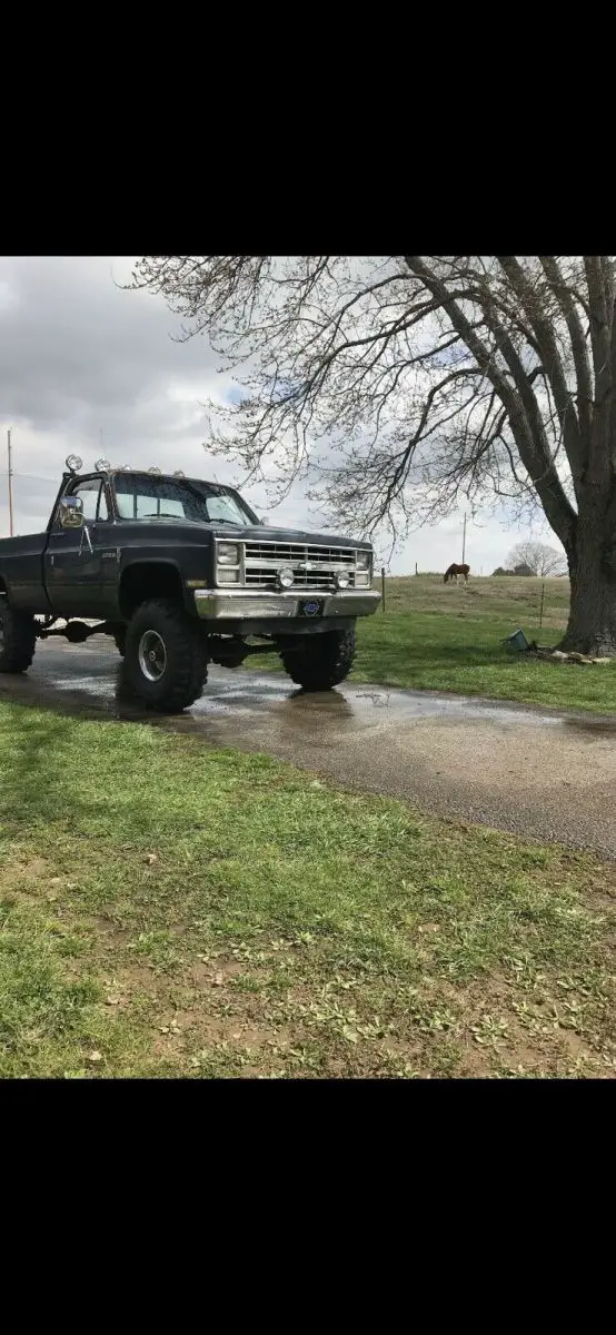 1986 chevrolet k10 pickup blue 4wd manual custom deluxe