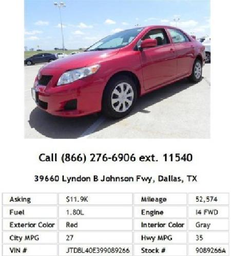 2009 toyota corolla le red sedan i4 in dallas, tx