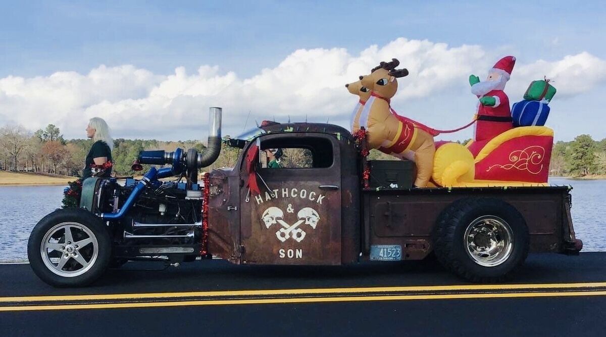 1948 ford f red rat rod