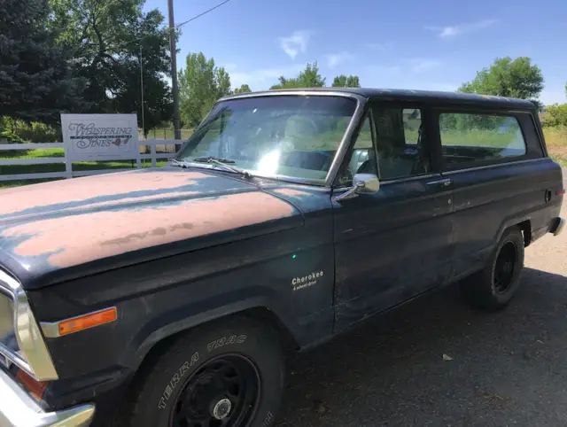 rare 2 door blue 1982 jeep cherokee 4.2 liter straight 6 4/4