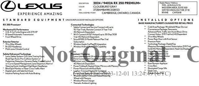 2024 lexus rx 350 base