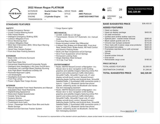 2022 nissan rogue platinum